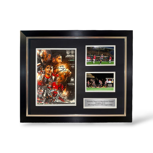 Grimsby Town 2025/26 Squad Signed Programme v Manchester United EFL Cup- Deluxe Framed