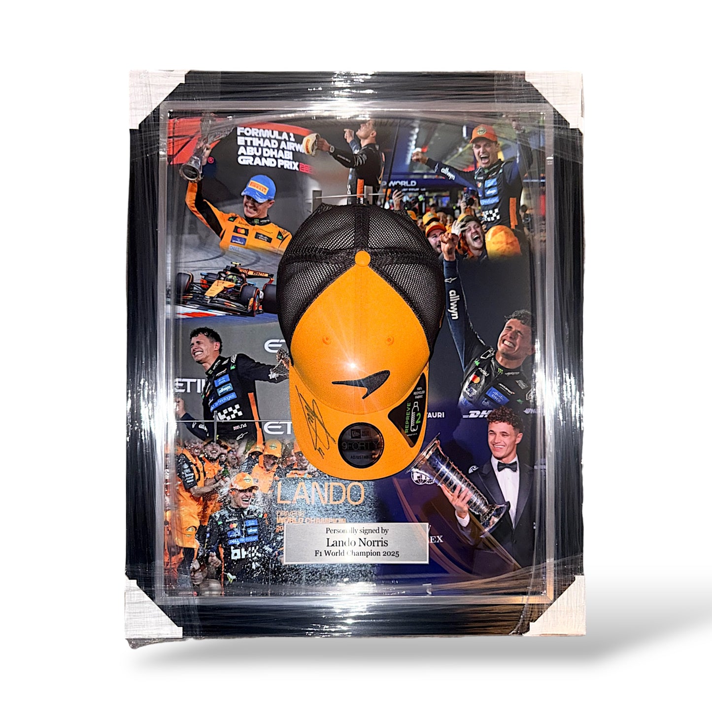 Lando Norris Signed Mclaren Racing Cap/ F1 World Champion- Deluxe Dome Framed